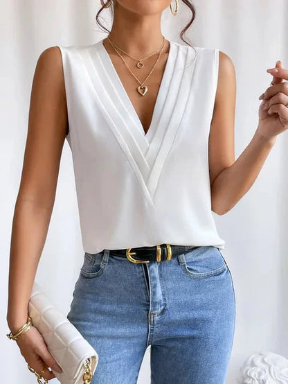 Milena - Sleeveless V Neck Blouse