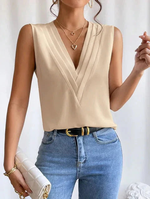 Milena - Sleeveless V Neck Blouse