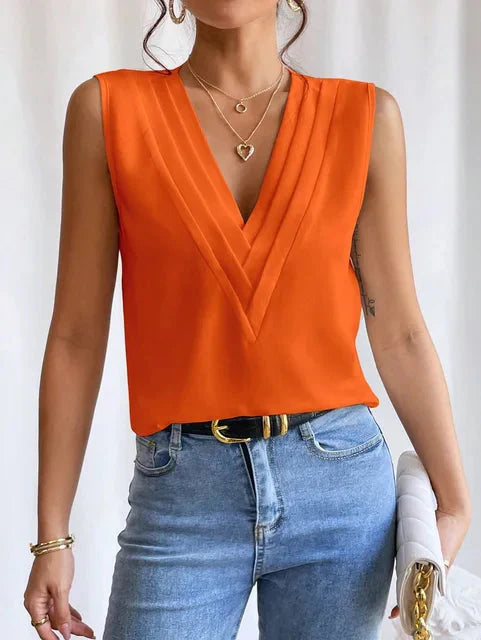 Milena - Sleeveless V Neck Blouse