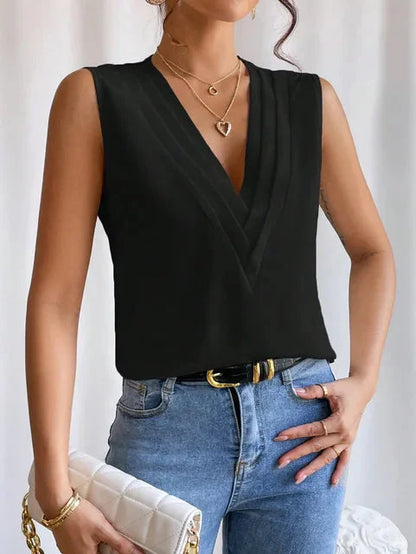 Milena - Sleeveless V Neck Blouse