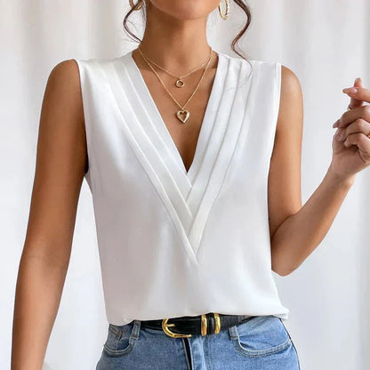 Milena - Sleeveless V Neck Blouse