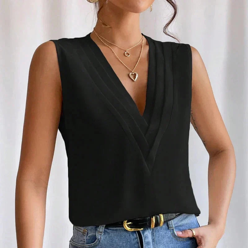 Milena - Sleeveless V Neck Blouse