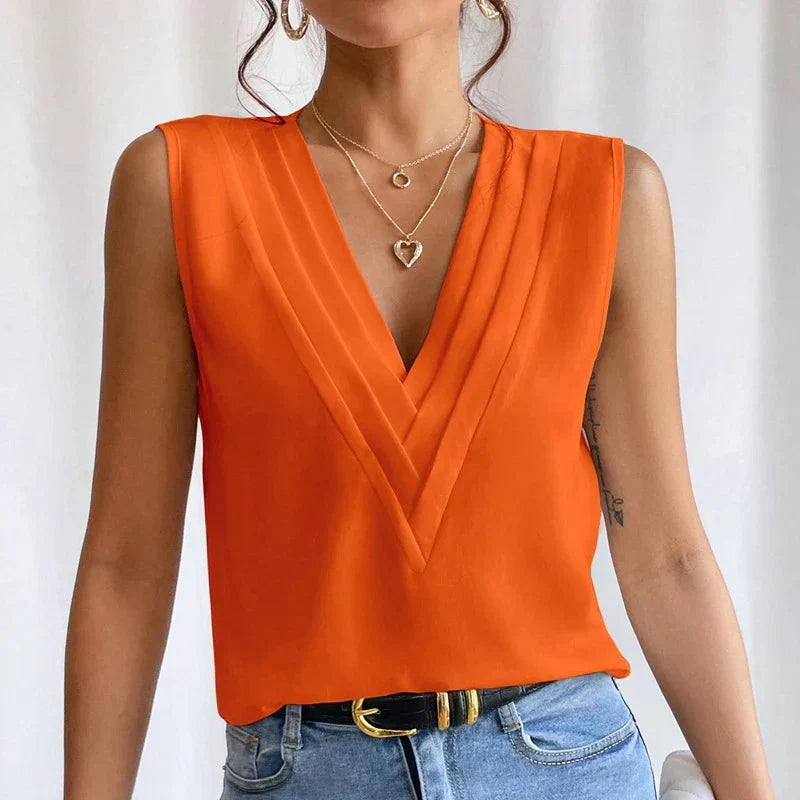 Milena - Sleeveless V Neck Blouse