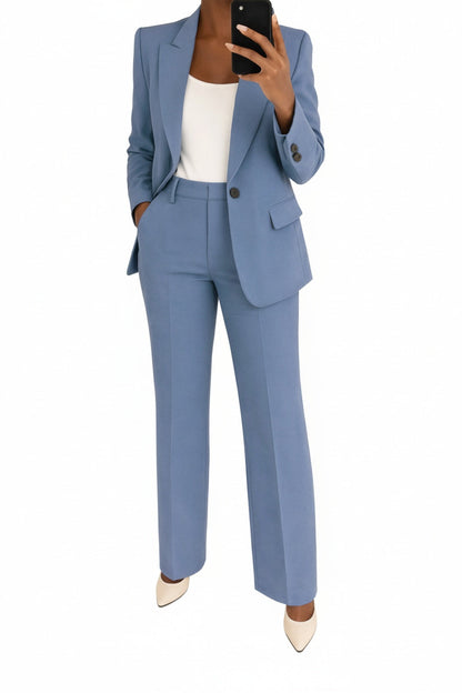 Women 2 Piece Blazer Wide Leg Pantsuit Tailored Suit Set
