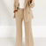 Women 2 Piece Blazer Wide Leg Pantsuit Tailored Suit Set - Image 4