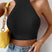 Lysera - Ærmeløs ribstrikket halter crop top