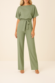 Lillia - Short Sleeve Jumpsuit With Tie Waist Straight Leg