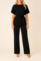 Lillia - Short Sleeve Jumpsuit With Tie Waist Straight Leg