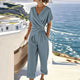 Women's Wrap V-Neck Cropped Jumpsuit - Image 3