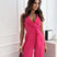 Women Sleeveless V-Neck Wide Leg Jumpsuit Tie Waist - Image 8