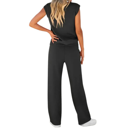 Women Two Piece Loungewear Set Sleeveless Wide Leg Pants - Image 10