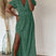 Women Floral V-Neck Maxi Dress Ruffle Sleeve Side Slit - Image 5
