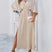 Women V-Neck Batwing Sleeve Tie Waist Maxi Dress Slit - Image 3