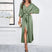 Women V-Neck Batwing Sleeve Tie Waist Maxi Dress Slit - Image 5