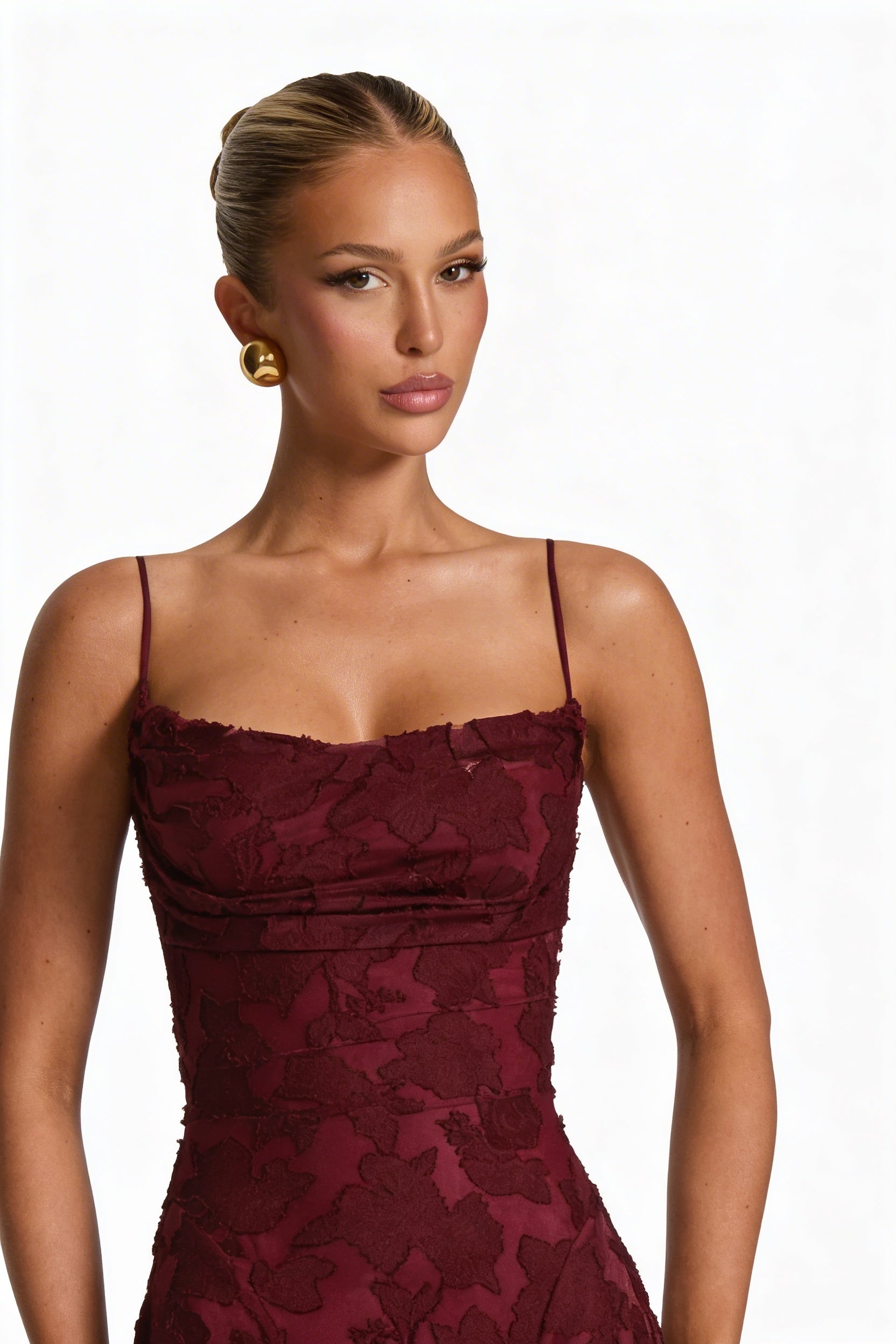 Women Floral Cowl Neck Sleeveless Maxi Dress Formal Evening Gown - Image 2