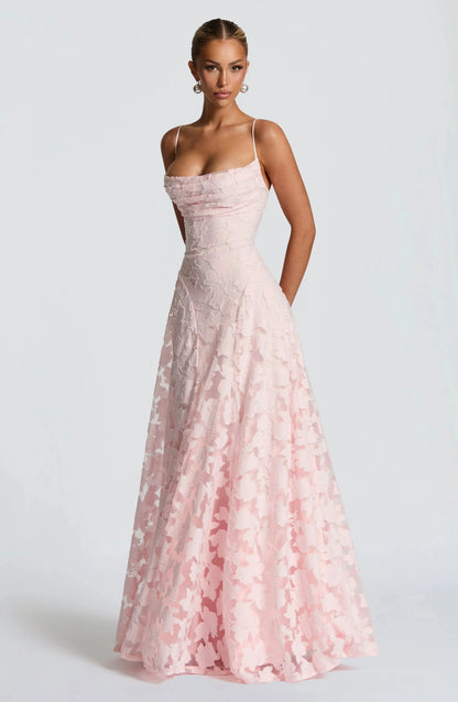 Women Floral Cowl Neck Sleeveless Maxi Dress Formal Evening Gown - Image 16