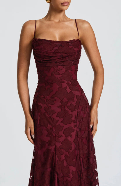 Women Floral Cowl Neck Sleeveless Maxi Dress Formal Evening Gown - Image 3
