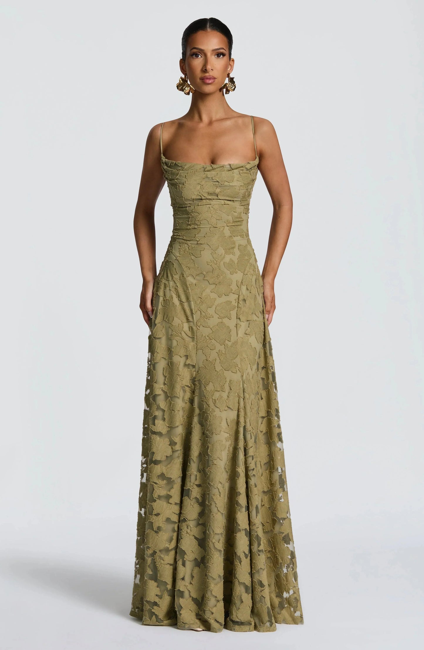 Women Floral Cowl Neck Sleeveless Maxi Dress Formal Evening Gown - Image 6
