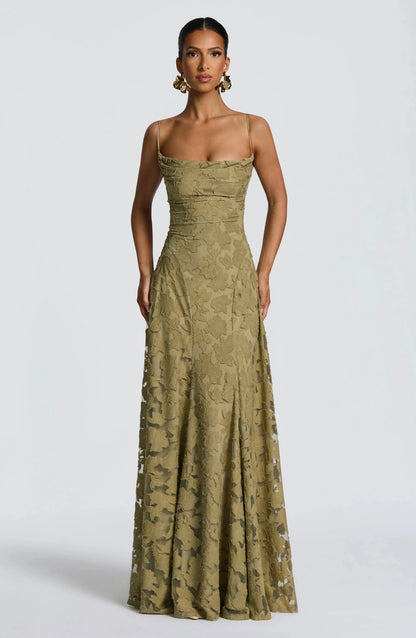 Women Floral Cowl Neck Sleeveless Maxi Dress Formal Evening Gown - Image 6