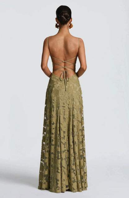 Women Floral Cowl Neck Sleeveless Maxi Dress Formal Evening Gown - Image 9