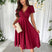 Women Puff Sleeve Midi Dress Fit and Flare Wedding Guest - Image 7