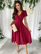 Women Puff Sleeve Midi Dress Fit and Flare Wedding Guest - Image 7
