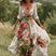 Women Floral Midi Dress V-Neck Asymmetrical Hem Boho - Image 2