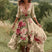 Women Floral Midi Dress V-Neck Asymmetrical Hem Boho - Image 4
