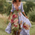Women Floral Midi Dress V-Neck Asymmetrical Hem Boho - Image 6