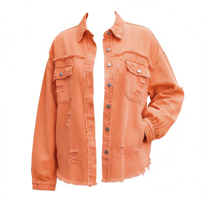 Marellie - Oversized Slidt Denimjakke til Kvinder