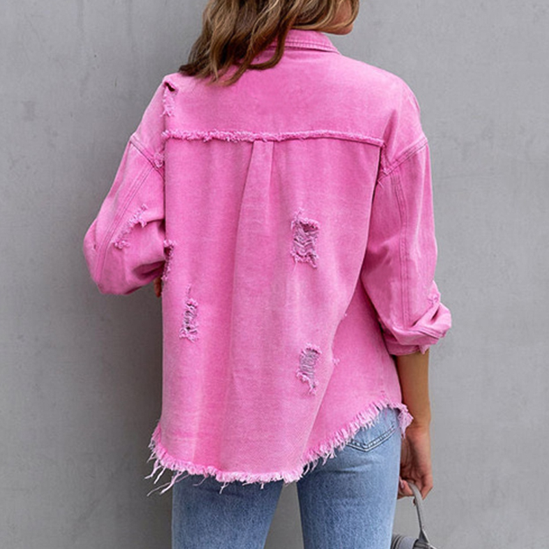 Marellie - Oversized Slidt Denimjakke til Kvinder