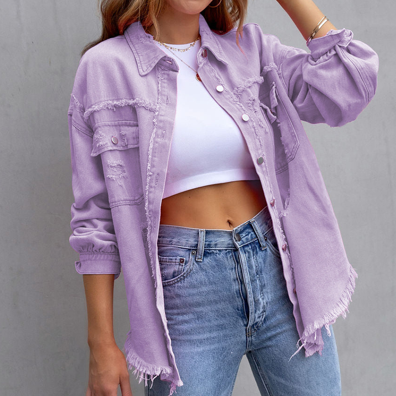 Marellie - Oversized Slidt Denimjakke til Kvinder