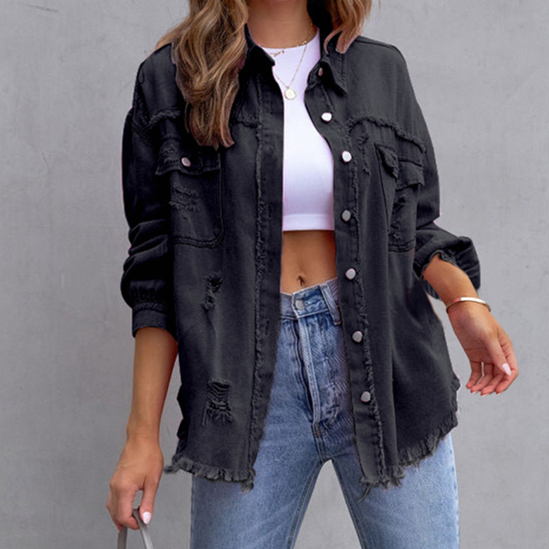 Marellie - Oversized Slidt Denimjakke til Kvinder