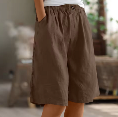 Women's Elastic Waist Knee Length Shorts Relaxed Fit Pockets - Image 12