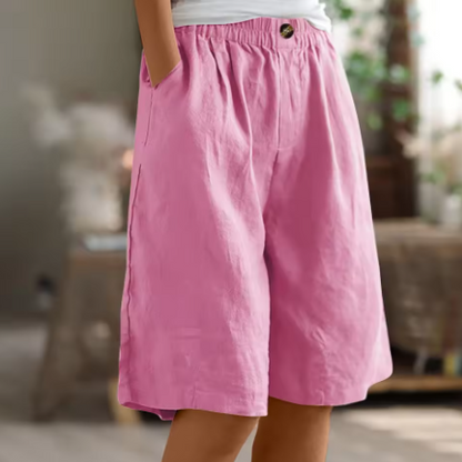 Women's Elastic Waist Knee Length Shorts Relaxed Fit Pockets - Image 6