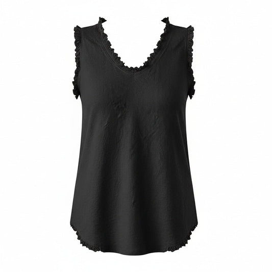 Louisa – Sleeveless V Neck Womens Tank Top Frayed Edges