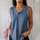 Louisa – Sleeveless V Neck Womens Tank Top Frayed Edges