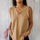 Louisa – Sleeveless V Neck Womens Tank Top Frayed Edges
