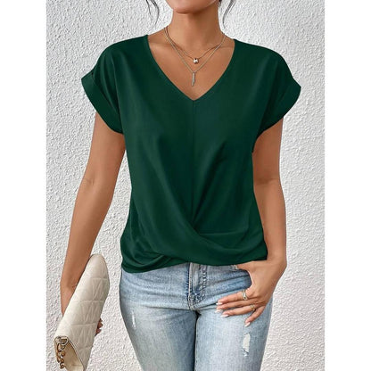 Elowette – Women’s Short Sleeve V Neck Blouse