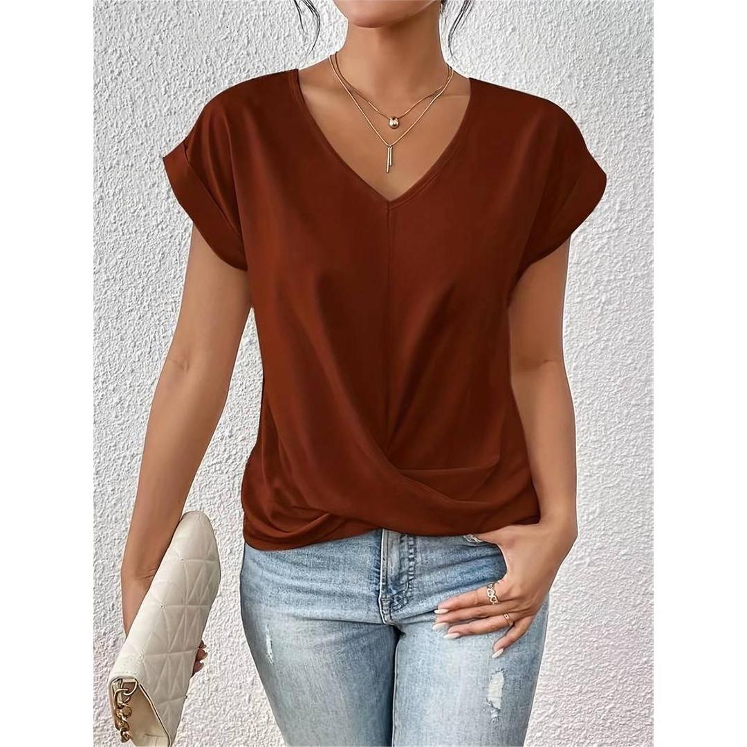 Elowette – Women’s Short Sleeve V Neck Blouse