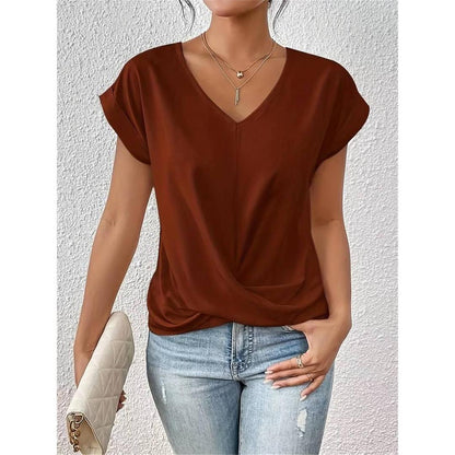 Elowette – Women’s Short Sleeve V Neck Blouse
