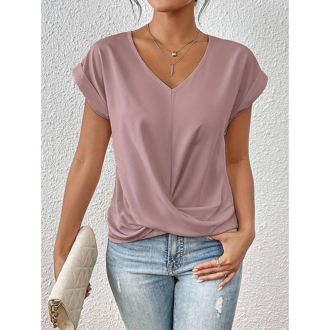 Elowette – Women’s Short Sleeve V Neck Blouse