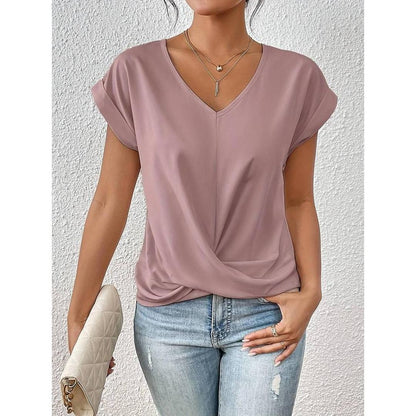 Elowette – Women’s Short Sleeve V Neck Blouse