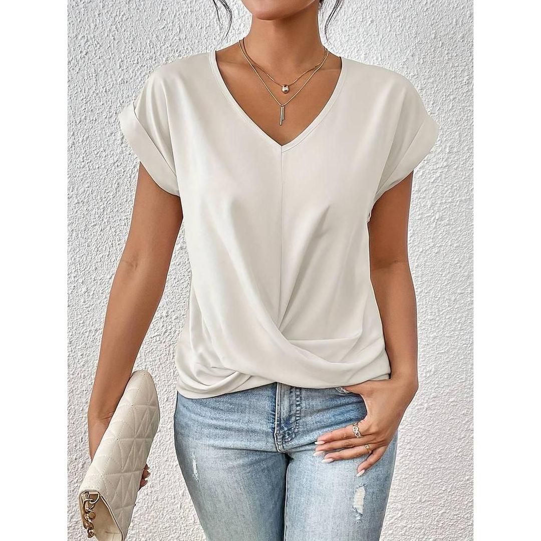 Elowette – Women’s Short Sleeve V Neck Blouse