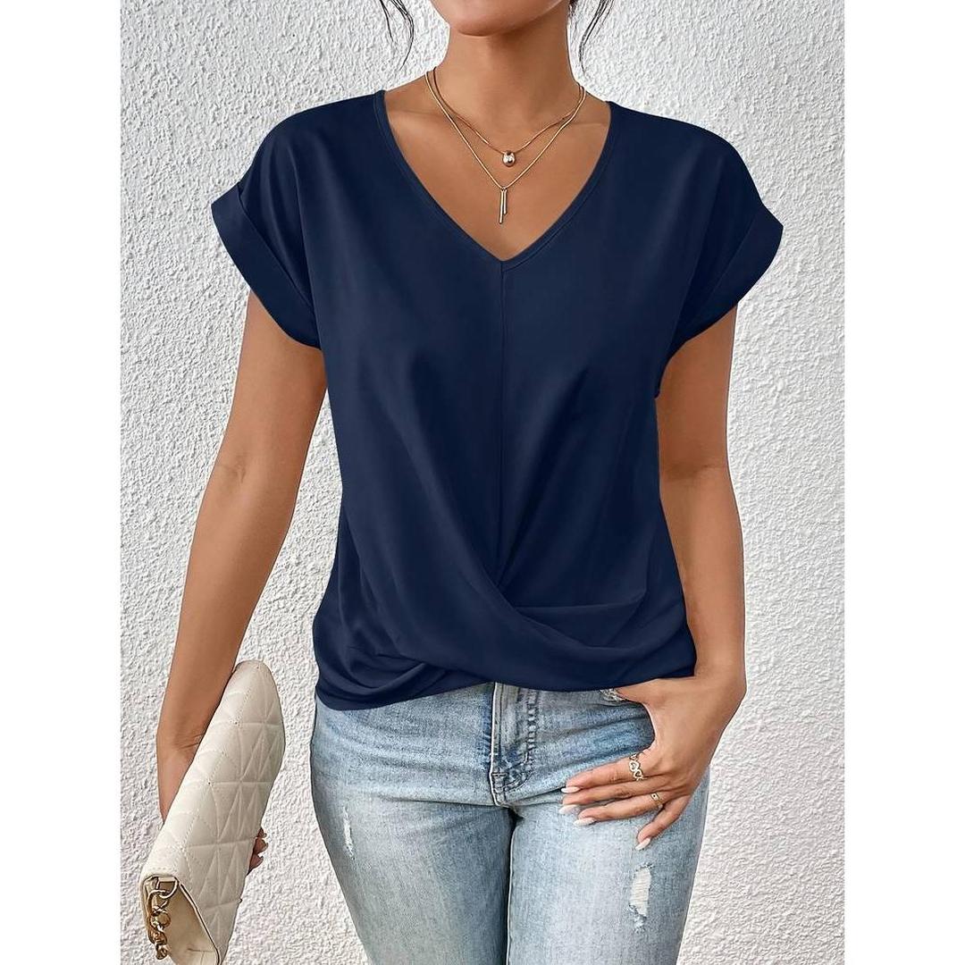 Elowette – Women’s Short Sleeve V Neck Blouse