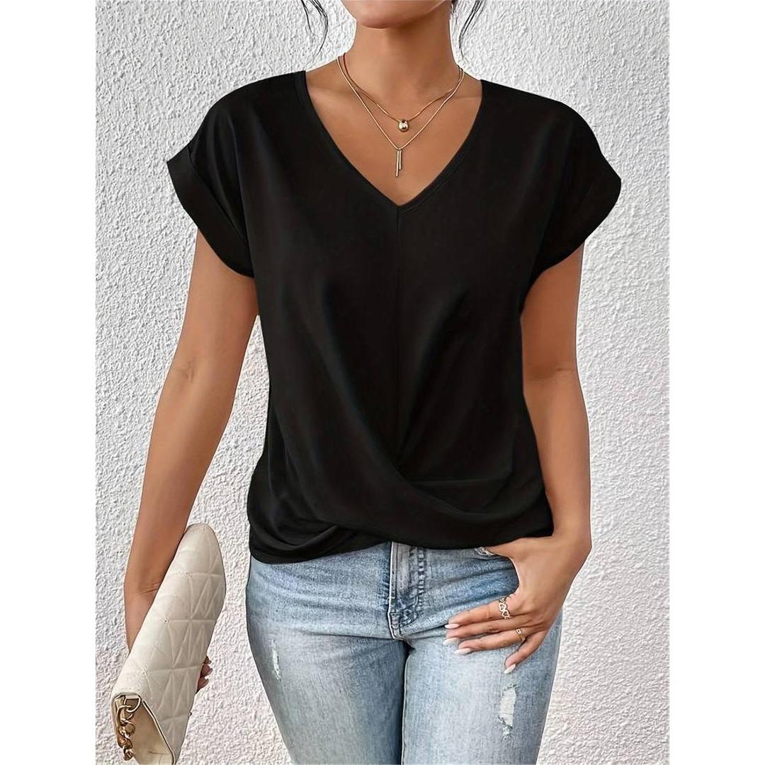 Elowette – Women’s Short Sleeve V Neck Blouse