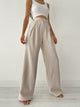 Esmoria - Womens High Waist Wide Leg Trousers With Tie Belt