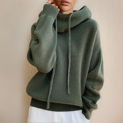 Heidrix – Maglione con cappuccio lavorato a maglia casual da donna