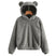 Elourie – Maglione in pile da donna con cappuccio a orecchie di orso