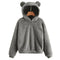 Elourie – Maglione in pile da donna con cappuccio a orecchie di orso